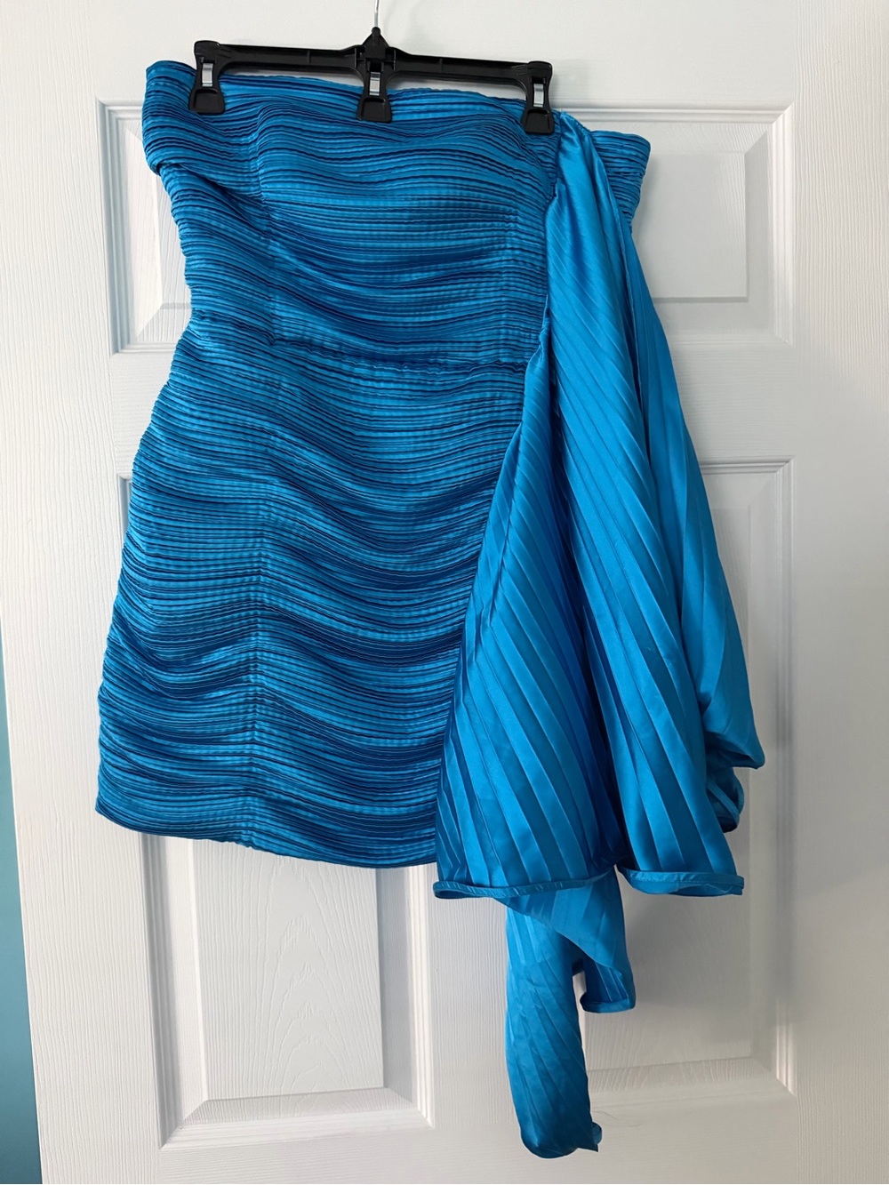 AMUR Electric Blue Strapless Mini Dress with Draped Sash